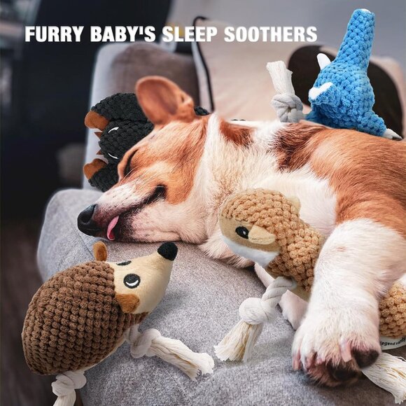 5 Pack Stuffed Animal with Tug of War Ropes Value Bundle Puppy Chew Toys - Picture 7 of 9